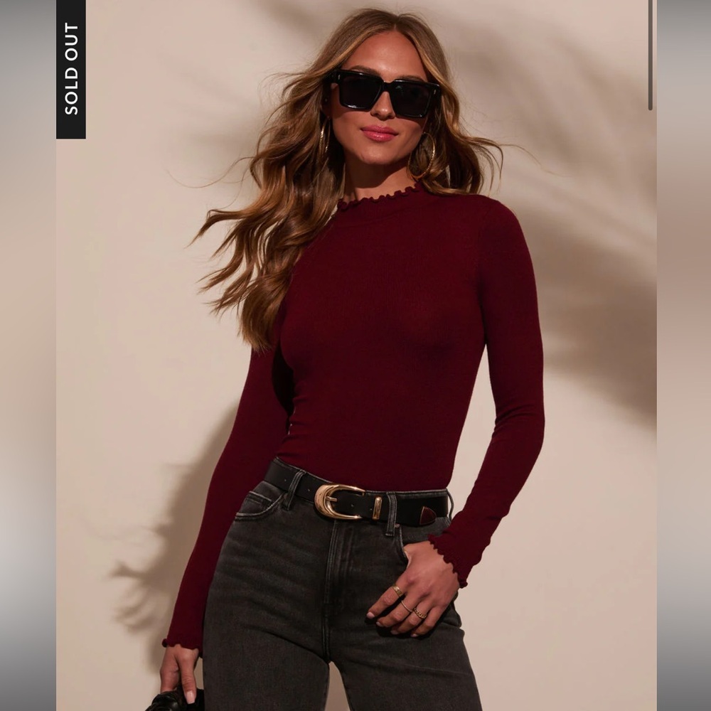 Warm Wishes Ruffle Mockneck Sweater Top